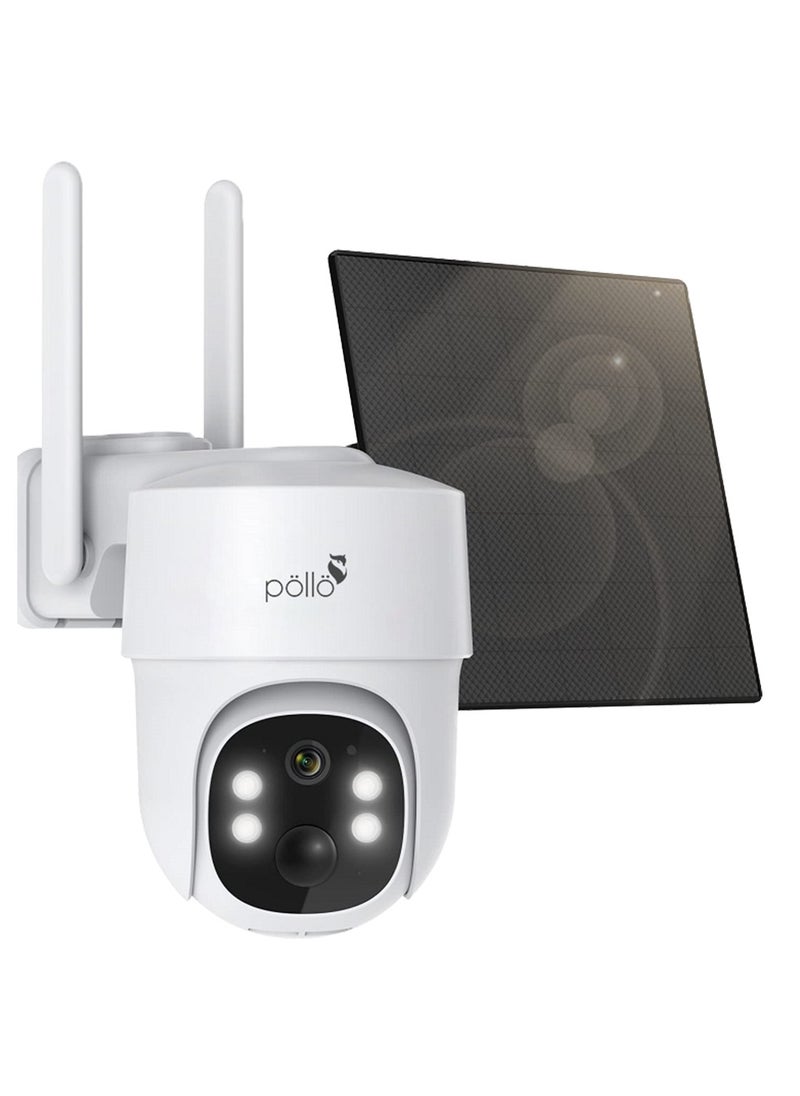 Pollo - 3G/4G LTE Cellular Guardian Shield Pro 3MP Solar-Powered Smart Wi-Fi PTZ 360 Degree Security Camera, Built-in Battery 8600mAh, 2 Way Audio with Color Night Vision - Image 1
