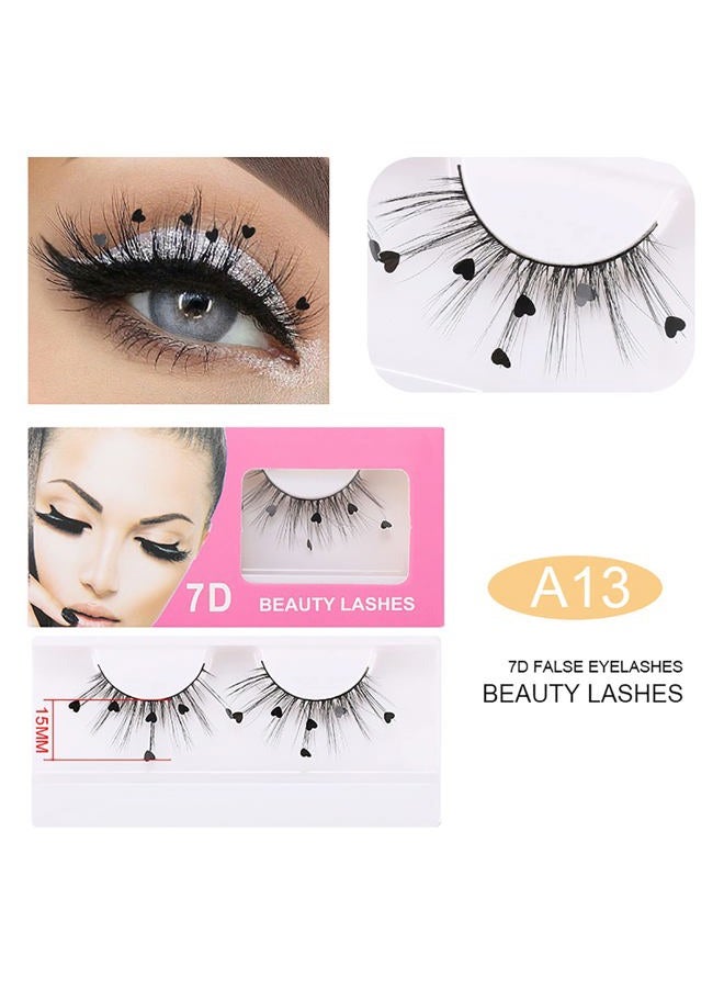 Skynest False Eyelashes, Dramatic Glitter Sequin Lashes with Colorful Heart/Black Heart/Colorful Flower Makeup DIY Lashes Decorative for New Year Christmas Halloweens Cosplay Party(3 Pairs) - Image 4