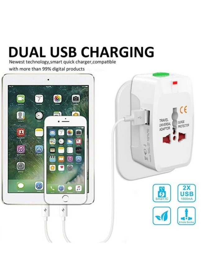 Kiboule Universal Travel Adapter Plug - International Multipurpose All-in-One Solution for US, AUS, UK, EU, Europe, North/South America & 150+ Countries (Rectangle) (White) - Image 2