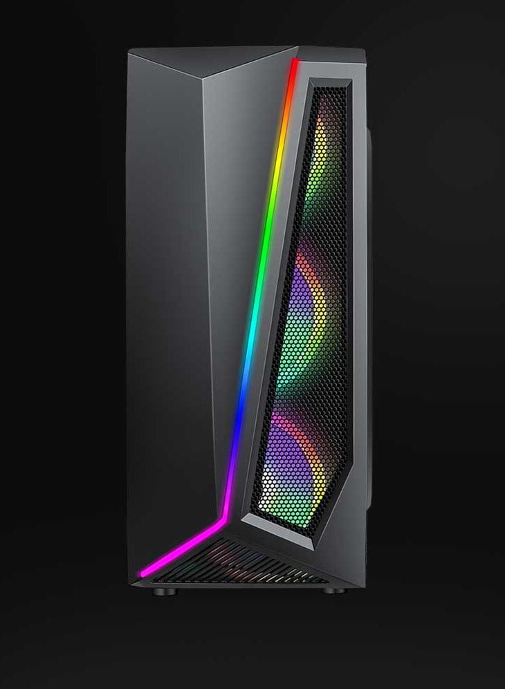 RUIX LED Light Tempered Glass Mid Tower Computer Case Pre-Install 4 ARGB Fans Gaming Case with USB3.0 x1, USB2.0 x2, Black - Image 5