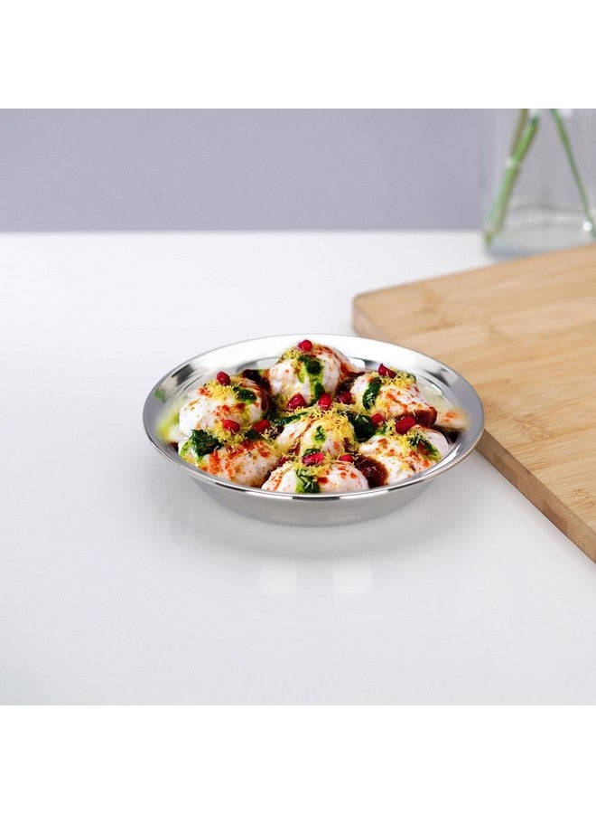 Sumeet Stainless Steel Heavy Gauge Multi Utility Serving Plates with Mirror Finish 16.5cm Dia - Set of 3pc, Silver - Image 3