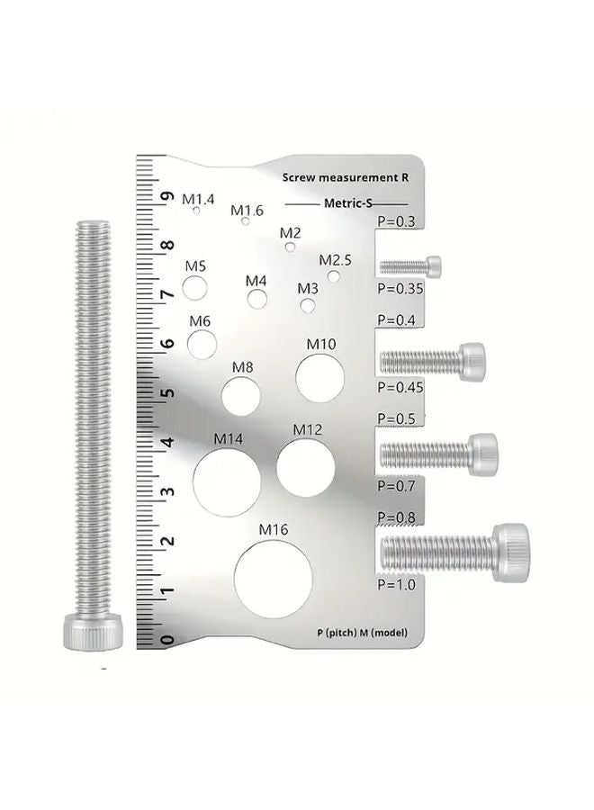 304 Stainless Steel Screw Measuring Ruler Set Thread Gauge Pitch Diameter Caliper M12 - Image 5