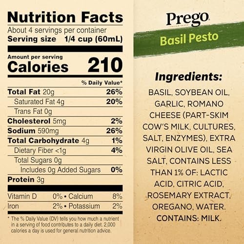 Prego Basil Pesto Sauce, 8 Oz Jar - Image 3