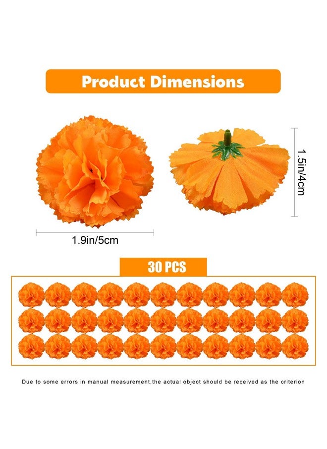 AEGYPIUS AEGYPIUS Artificial Marigold Flowers, 30 Pcs Orange Marigolds Artificial Flowers Artificial Marigolds, Large Marigold Flowers for Decoration Day of The Dead Flowers Fake Marigolds Faux Marigolds  - Image 2