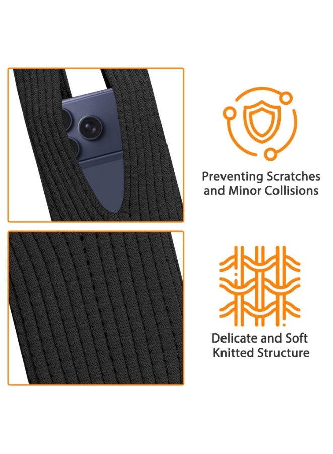 Phone Pocket Lanyard Crossbody Strap 80cm, Universal Stretch Knit Mobile Holder Pouch, Hands-Free Shoulder Phone Bag for iPhone & All Smartphones, Lightweight Minimalist Design Black - Image 5