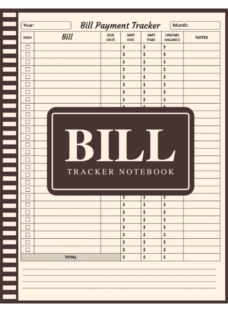 NIBEMINENT Bill Tracker Notebook: Monthly Bill Payment Tracker Book To Track your Personal Expenses | Budget Finance Planner & Payments Checklist Organizer  - Image 1