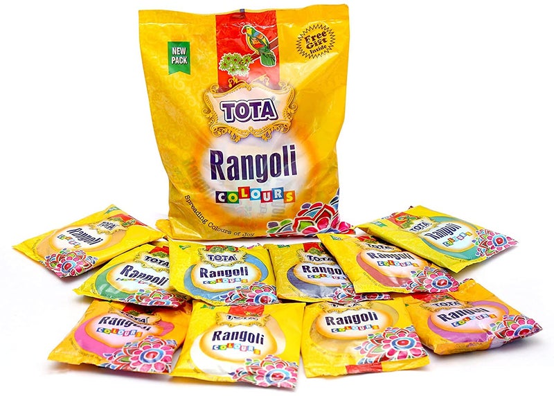 Eabir TOTA Rangoli Colour Powder 1kg 10 Different Vibrant Colors 100 Grams Each