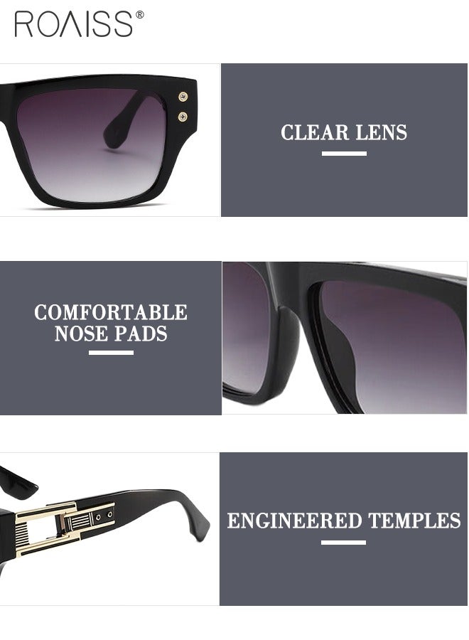 roaiss Square Sunglasses for Men and Women, UV400 Protection Sunglasses, PC Lenses, Stylish Anti-glare Sun Glasses for Driving, Fishing, Traveling, Golf, Black, 56mm - Image 4
