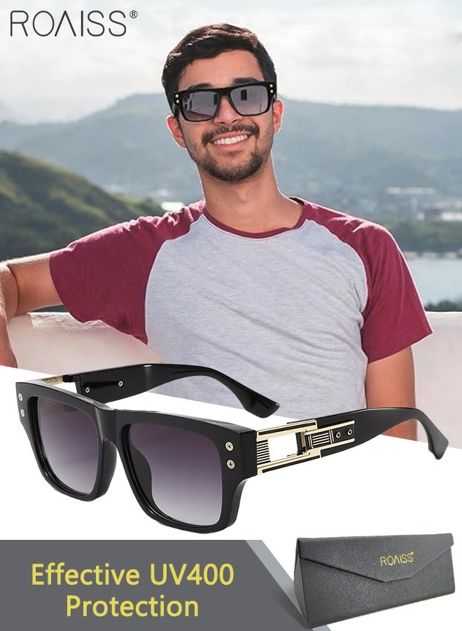 roaiss Square Sunglasses for Men and Women, UV400 Protection Sunglasses, PC Lenses, Stylish Anti-glare Sun Glasses for Driving, Fishing, Traveling, Golf, Black, 56mm - Image 1