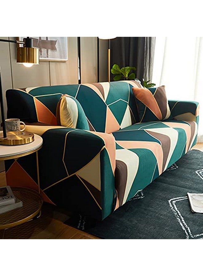House of Quirk Universal Double Seater Sofa Cover Big Elasticity Cover for Couch Flexible 140 GSM Sofa Slipcover (Green Peach Prism, 145-185cm) - Image 4