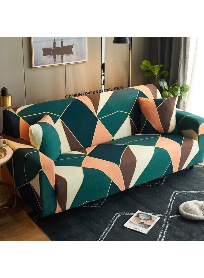 House of Quirk Universal Double Seater Sofa Cover Big Elasticity Cover for Couch Flexible 140 GSM Sofa Slipcover (Green Peach Prism, 145-185cm) - Image 1