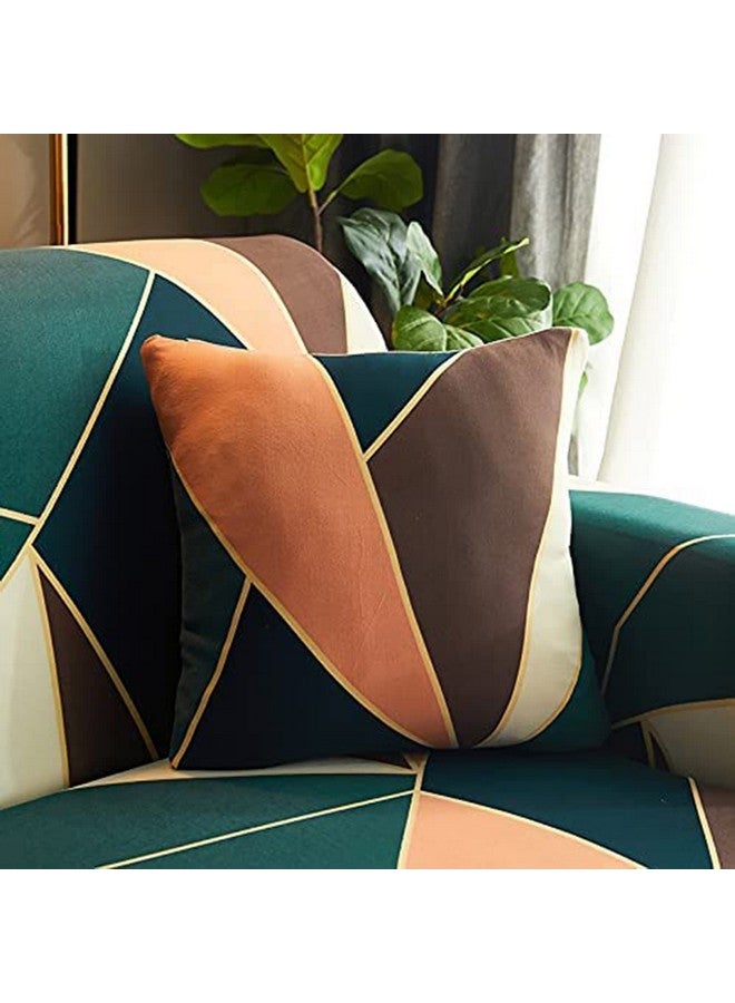 House of Quirk Universal Double Seater Sofa Cover Big Elasticity Cover for Couch Flexible 140 GSM Sofa Slipcover (Green Peach Prism, 145-185cm) - Image 5