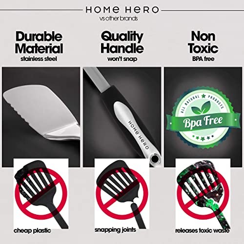 HomeHero Home Hero Stainless Steel Kitchen Utensils Set - Heat-Resistant Silicone & Nonstick Tools - Durable Stainless Steel Kitchen Gadgets - Complete Kit Measuring Cups & Spoons - 41-Piece Set - Image 3