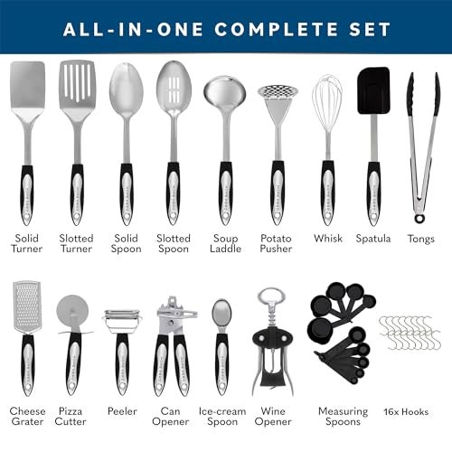 HomeHero Home Hero Stainless Steel Kitchen Utensils Set - Heat-Resistant Silicone & Nonstick Tools - Durable Stainless Steel Kitchen Gadgets - Complete Kit Measuring Cups & Spoons - 41-Piece Set - Image 2