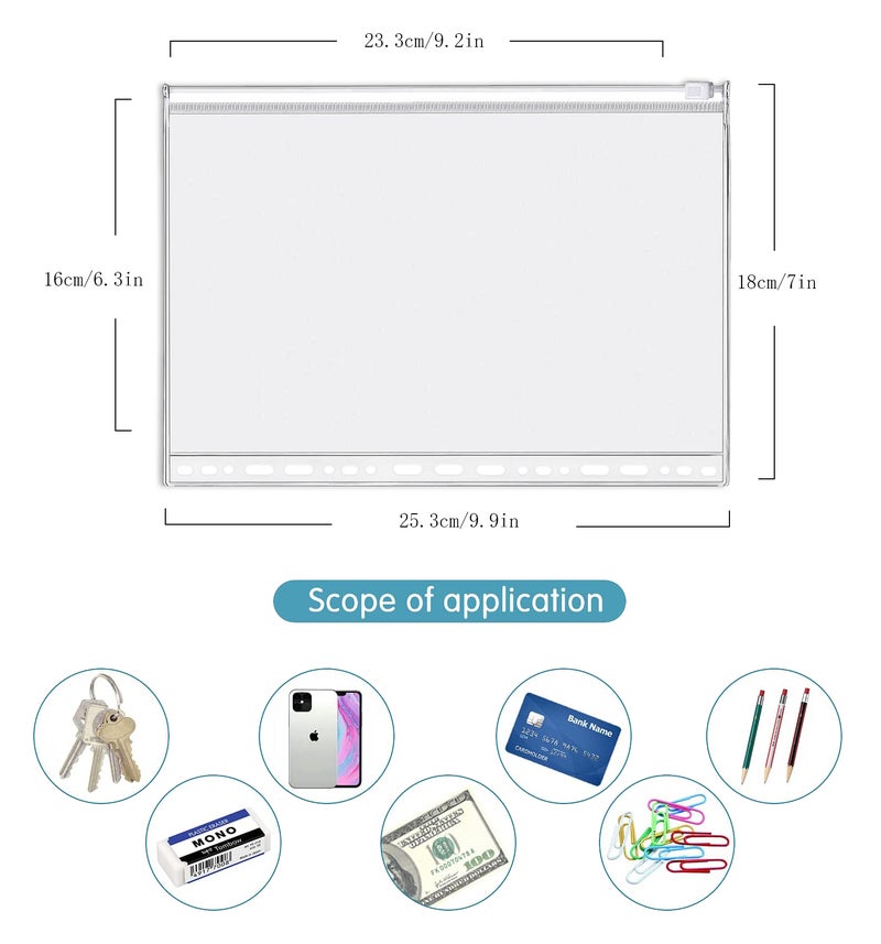 Zelten 4 Pack B5 19 Holes Binder Zip Pockets Plastic Binder Zipper Folders Waterproof 19 Holes Zipper Loose Leaf Bags Zip Lock Envelope for Documents Notebooks Cards (Zip Pocket, B5) - Image 2