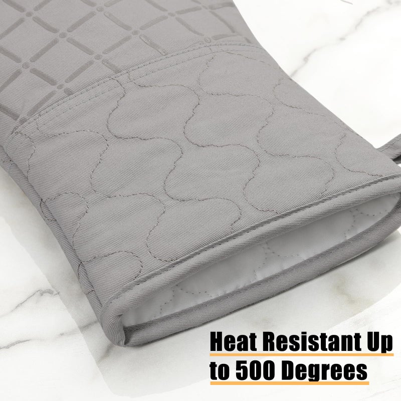 BSKSSK Oven Mitts Kitchen Towels and Dishcloths Pot Holders Sets  Oven Gloves Kitchen Dish Towels 500 Degree Heat Resistant Potholders with Non-Slip Silicone Surface for Cooking  Grilling  Baking-Gray - Image 3