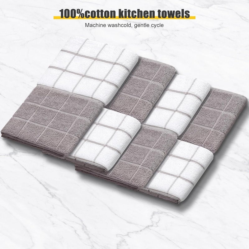BSKSSK Oven Mitts Kitchen Towels and Dishcloths Pot Holders Sets  Oven Gloves Kitchen Dish Towels 500 Degree Heat Resistant Potholders with Non-Slip Silicone Surface for Cooking  Grilling  Baking-Gray - Image 5