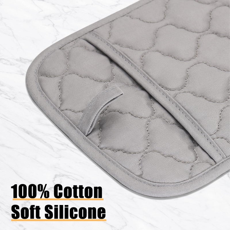 BSKSSK Oven Mitts Kitchen Towels and Dishcloths Pot Holders Sets  Oven Gloves Kitchen Dish Towels 500 Degree Heat Resistant Potholders with Non-Slip Silicone Surface for Cooking  Grilling  Baking-Gray - Image 4
