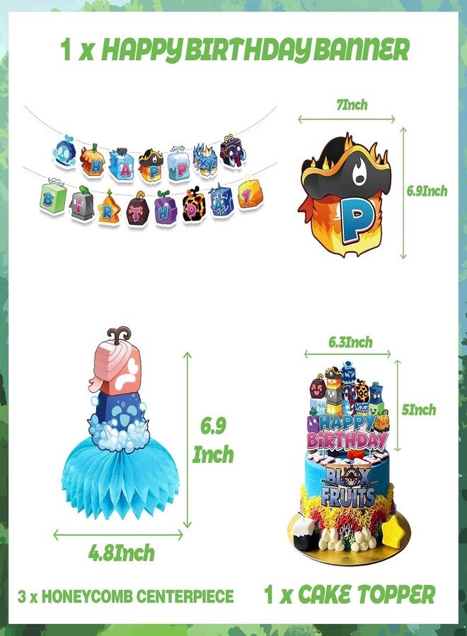 PINUO Game Birthday Party Decoration, Include Birthday Banner, Table Centerpieces, Cake Topper, Latex Balloons for Blox Game Theme Kids Fans Party Supplies - Image 3