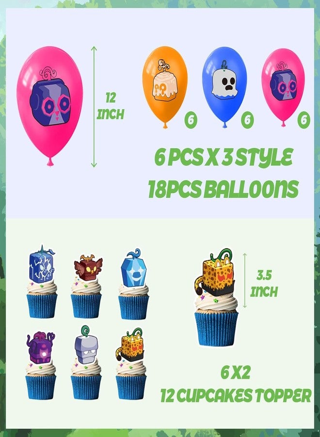 PINUO Game Birthday Party Decoration, Include Birthday Banner, Table Centerpieces, Cake Topper, Latex Balloons for Blox Game Theme Kids Fans Party Supplies - Image 4