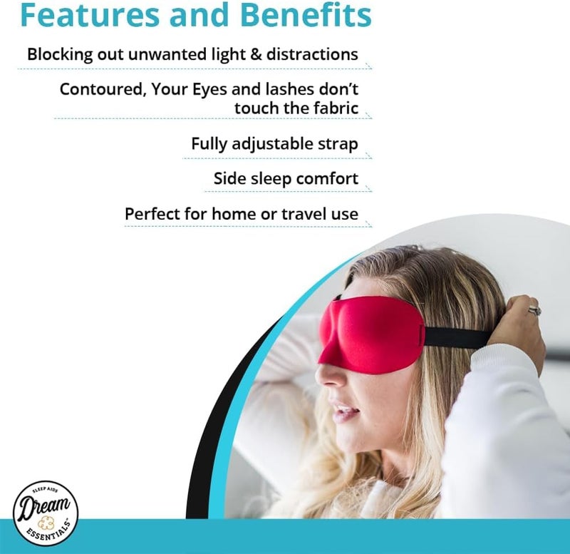 Dream Essentials Sweet Dreams Contoured Sleep Mask with Earplugs and Carry Pouch - Black - Image 4