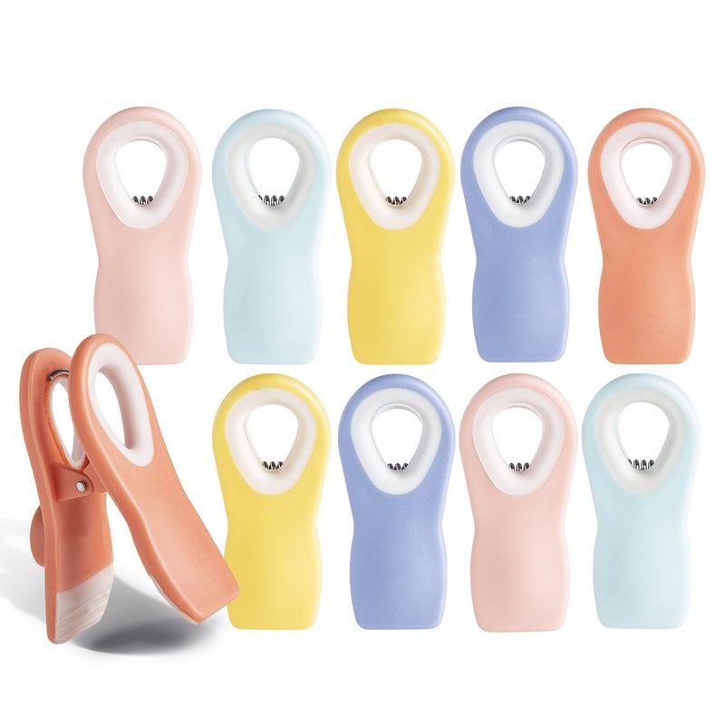 COOK WITH COLOR Bag Clips with Magnet Food Clips Chip Clips Bag Clips for Food Storage with Airtight Seal Grip for Bread Bags Snack Bags and Food Bags Bright Colors Pack of 10