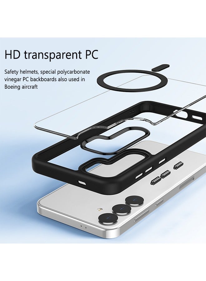 X-level Magnetic Case for Samsung Galaxy S24 5G, Compatible with MagSafe, Slim Shockproof Protective Phone Cover, Shockproof TPU Frame Edge Bumper Clear PC Hard Back Cover - Image 4