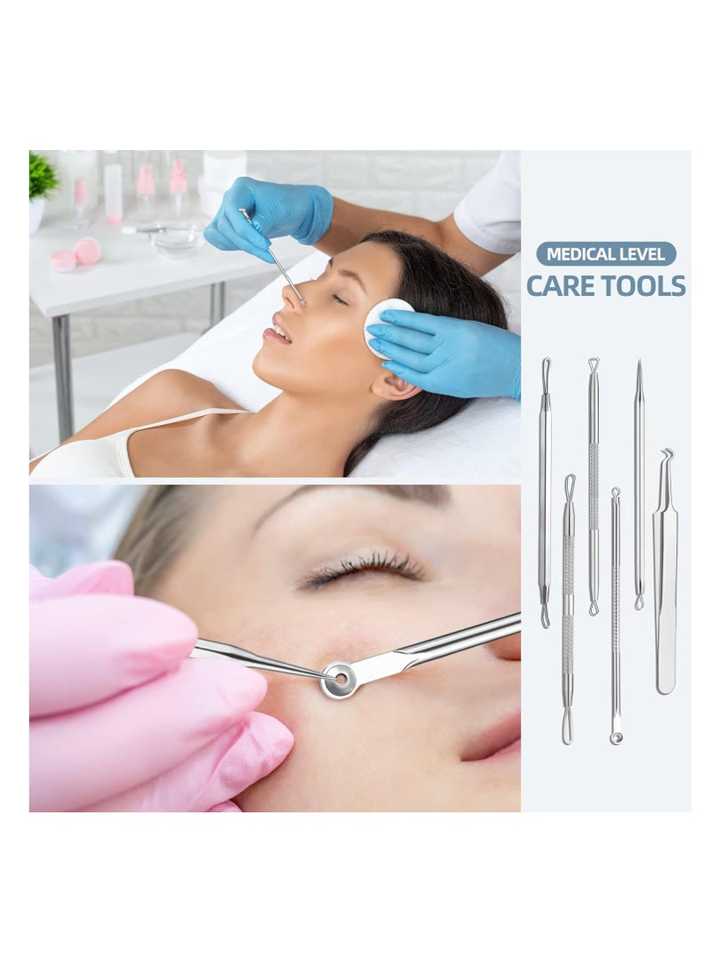 JPNK - JPNK Blackhead Remover Tool Comedones Extractor Acne Removal Kit for Blemish, Whitehead Popping, 6 Pcs Zit Removing for Nose Face Tools with a Leather Bag - Image 1