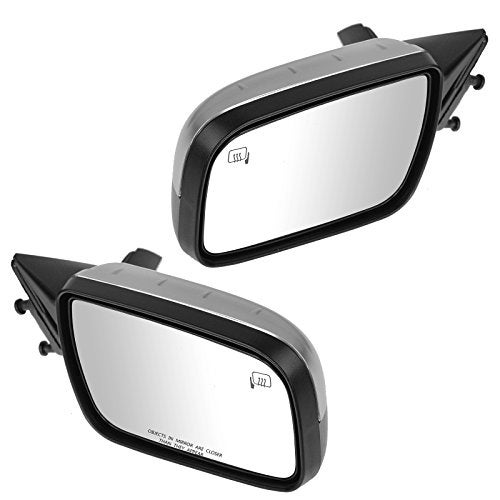 TRQ 2 Piece Driver and Passenger Side Mirror Assembly Set Electric Adjustment Heated No Memory Satin Chrome Compatible with 2008-2010 Ford Taurus 2008-2009 Mercury Sable FO1320335 FO1321335 - Image 3