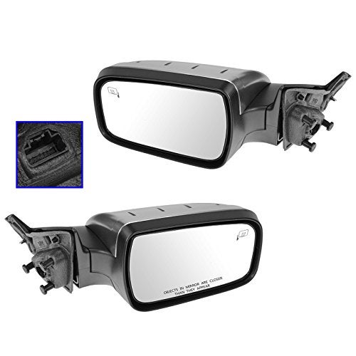 TRQ 2 Piece Driver and Passenger Side Mirror Assembly Set Electric Adjustment Heated No Memory Satin Chrome Compatible with 2008-2010 Ford Taurus 2008-2009 Mercury Sable FO1320335 FO1321335 - Image 1