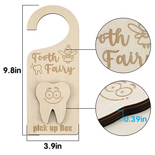 free-space Tooth Fairy Door Hanger with Money Holder Tooth Fairy Pick up Box Encourage Gift for Kids Room Decor (Tooth) - Image 3