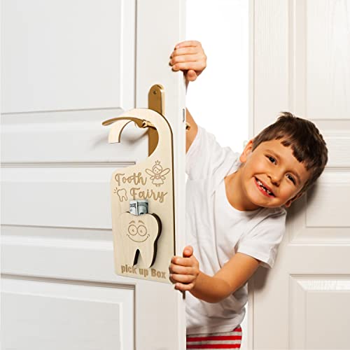 free-space Tooth Fairy Door Hanger with Money Holder Tooth Fairy Pick up Box Encourage Gift for Kids Room Decor (Tooth) - Image 4