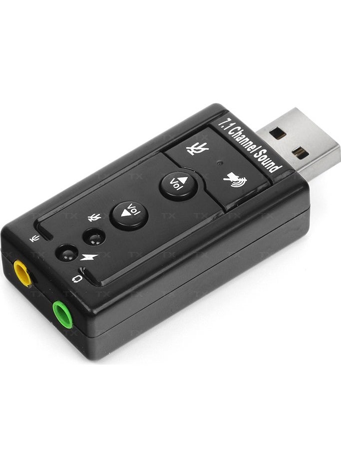 Usb 2.0 7.1 Stereo Sound Effect Sound Card (Windows and Mac Supported) ( ACUSC72)