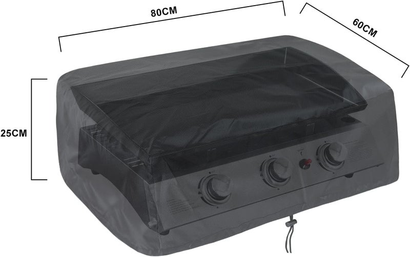 bruwaa Plancha Protective Cover, 80 x 60 x 25 cm, Waterproof, UV Protection, Black, Universal Gas Stove Cover | Outdoor Barbecue - Image 2