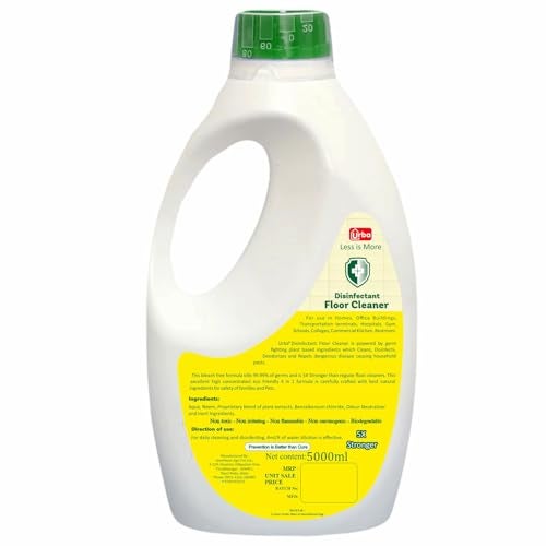 Urba Disinfectant and Floor Cleaner Lemon grass Fragrance - 5 Litre, Suitable for All Floor Cleaner Mops, Kills 99.9% Germs, Money Saver Pack - Image 2