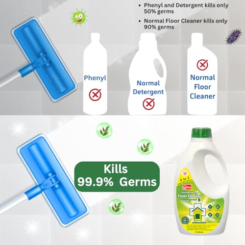 Urba Disinfectant and Floor Cleaner Lemon grass Fragrance - 5 Litre, Suitable for All Floor Cleaner Mops, Kills 99.9% Germs, Money Saver Pack - Image 3