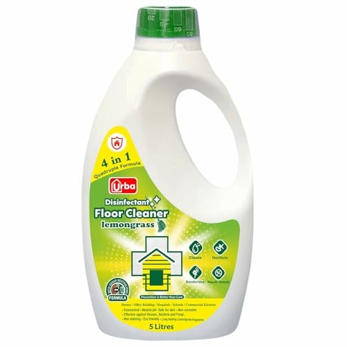 Urba Disinfectant and Floor Cleaner Lemon grass Fragrance - 5 Litre, Suitable for All Floor Cleaner Mops, Kills 99.9% Germs, Money Saver Pack - Image 1