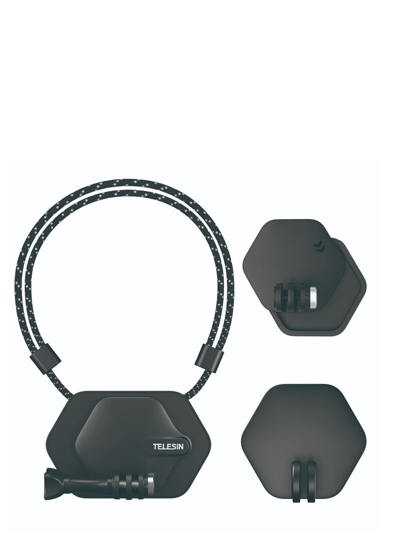 تيليسن تيليسين حامل مغناطيسي لكاميرات الأكشن – TE-MMK-001، مع مجموعة ملصق نانو، حمالة مغناطيسية للرقبة، تركيب سريع، تصوير من منظور الشخص الأول، متوافق مع GoPro وDJI وInsta360 - Image 1