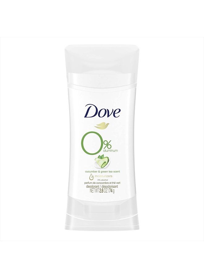 Dove 0% Aluminum Deodorant Stick Non irritating for Underarm Care Cucumber and Green Tea, 2.6 Oz - Image 1