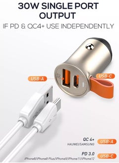 30W Super Mini Dual Port USB-C PD QC4.0 Quick Mobile Phone fast Car Charger With Charging Cable - pzsku/Z19B55C3943D540961B16Z/45/_/1692203539/69604cd7-fee9-4e39-932b-cdb696250097