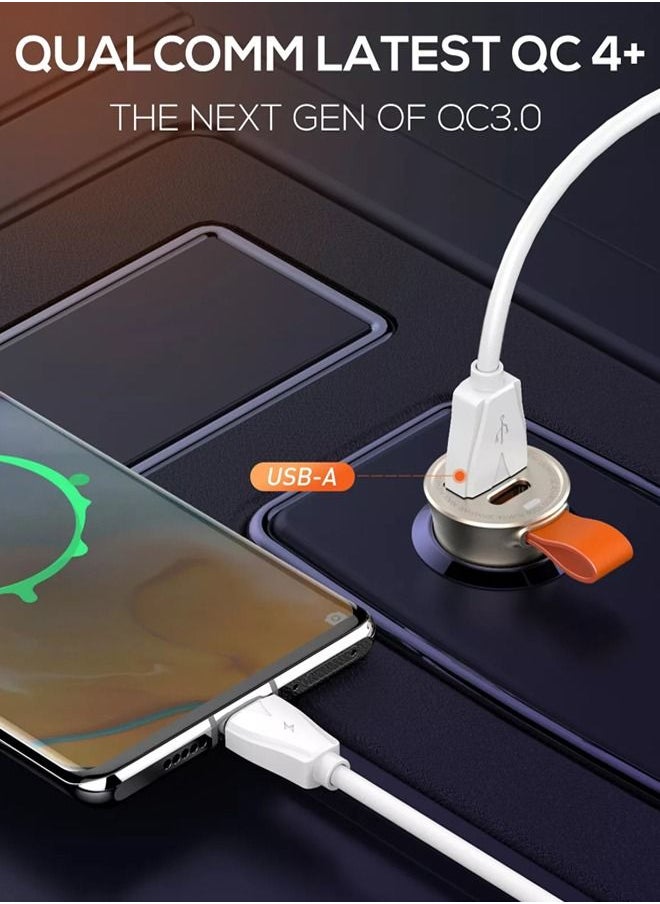 LDNIO 30W Super Mini Dual Port USB-C PD QC4.0 شاحن سيارة سريع للهاتف المحمول مع كابل شحن  - Image 3