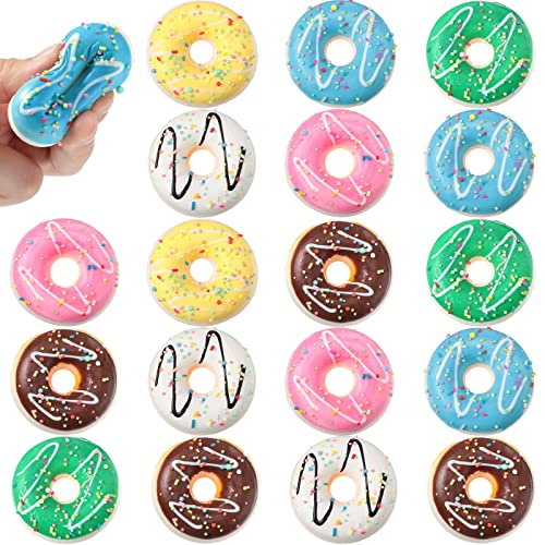 Herdear 20 Pack Donut Stress Balls 2 Inch Donut Party Supplies Stress Relief Donuts Foam for Kids Boys Girls Adults Party Decorations and Birthday FavorRound Shape - Image 1