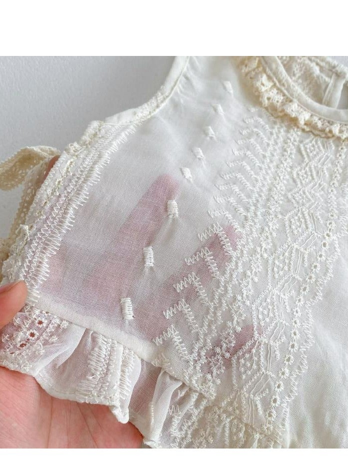 Baby Sleeveless Cotton Lace Vest, Super Cute Bread Set - Image 5