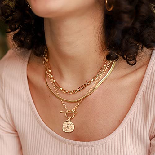 POTESSA 18k Gold Owl Coin Pendant Necklace for Women Paperclip Link Chain Toggle Jewelry Graduation Gifts for Her - Image 5