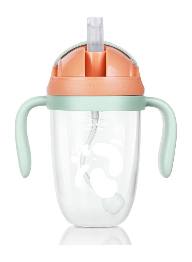 Baby Sippy Cup for 6+ Months, 300ml Weighted Straw with Easy-Grip Handles, Flip-Top Lid Water Bottle, Trainer Cup for Independent Drinking, 360° Spill-Proof Toddler Cup (Green) - Image 4