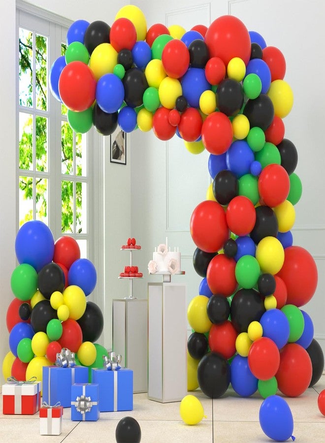 لوديو طقم قوس بالونات أحمر، أصفر، أخضر، أزرق، أسود - 122 قطعة بالونات حمراء، زرقاء، سوداء، بالونات سبير هيرو لتزيين حفلات أعياد ميلاد أبطال الروبوتات، حفلات التخرج، حفلات استقبال المولود، وحفلات السيرك - Image 1