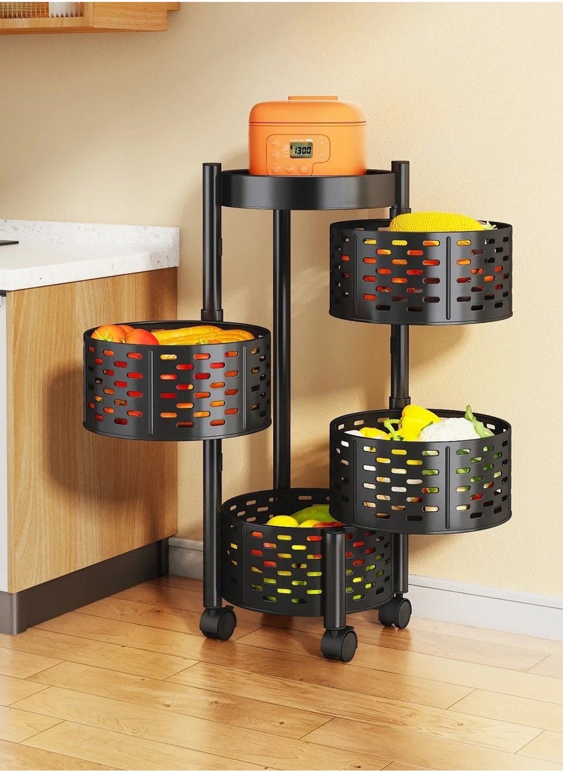 Turbo storage metal 360 degree rotation 4 layers with wheels - Image 1