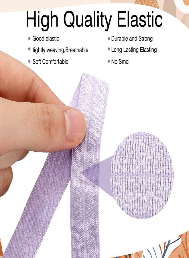 WILLBOND 40 Yards Fold over Elastic Solid Color Trim Elastic 40 Colors Ribbon Sewing Stretch Ribbon Band for Hair Bow DIY Craft Hair Ties Headbands (Morandi Color) - Image 4