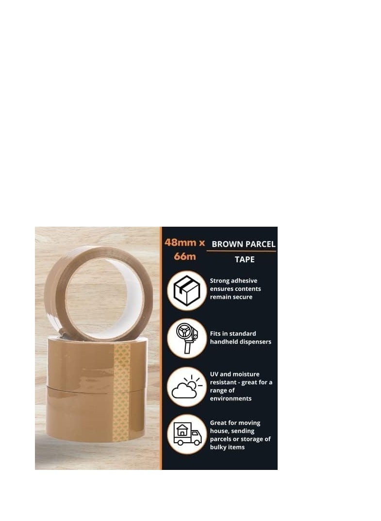 Brown Packaging Tape, 2 Inch x 100 Yards Heavy Duty Strong Packing Tape for Sealing Parcel Boxes Moving Boxes, Homes, Large Mailing Bags, Office Supplies 【6 Rolls】 - Image 3