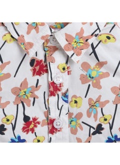 Hopscotch Hopscotch Cotton Boys Off-Floral Print Shirt Shorts Set In Off-White Color For Ages 2-3 Years  - Image 3